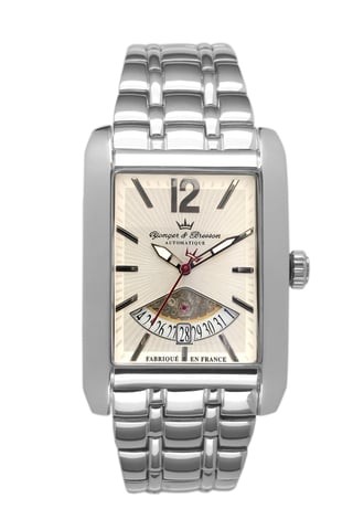 Yonger Silber Edelstahl Weißes Zifferblatt Uhr