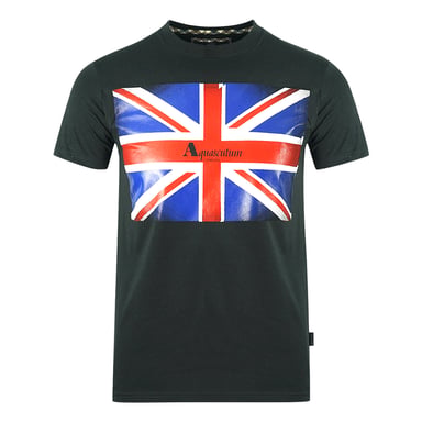 Aquascutum Union Jack Flagge Logo Schwarz T-Shirt