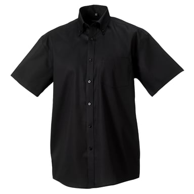 Russell Collection Herren Hemd, Kurzarm, bügelfrei (Schwarz)