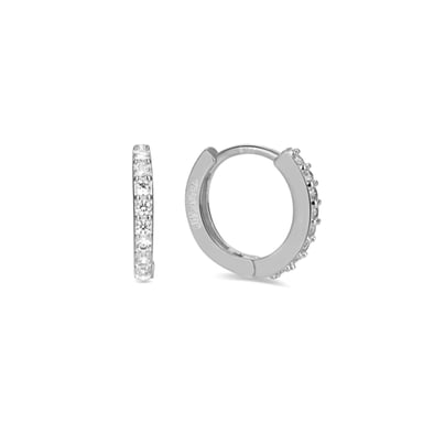 Luxenter Creolenring, 925er Sterling Silber Valarys und glänzende Zirkonia mit rhodinierter Oberfläche