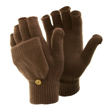 FLOSO Damen Winter Handschuhe, fingerlos (Braun)