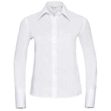 Russell Collection - "Ultimate" Hemd Bügelfrei für Damen Langärmlig (Weiß)
