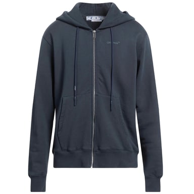 Off-White Diag Tab Logo Marineblau Slim Zip Hoodie