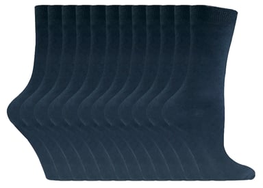 Einfarbige Damensocken mit hohem Baumwollanteil | 12 Paar Multipack | Socken-Snob | Dünne, bequeme, farbenfrohe Crew-Söckchen für Damen, Marineblau