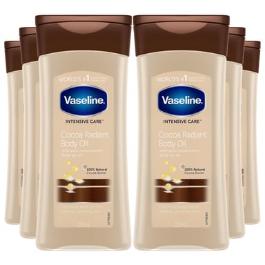 Vaseline Body Gel Oil Cocoa Radiant Cocoa Butter 200ml, 6Pk