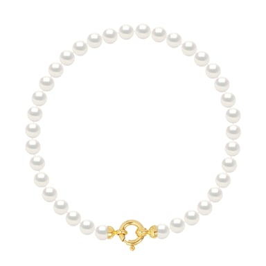DIADEMA - Armband - Echte Süßwasserperlen - Weiß - Gelbgold