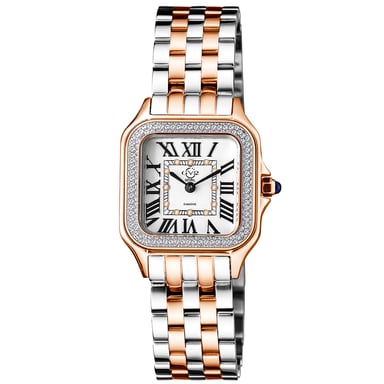 GV2 Milan Damen 12114B Schweizer Quarz zwei Töne Edelstahl Diamant Uhr