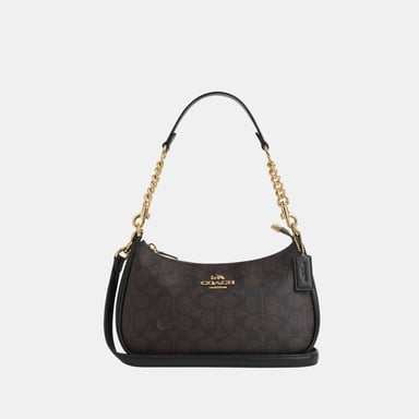 Teri Shoulder Bag in Signature Canvas with Chain Strap