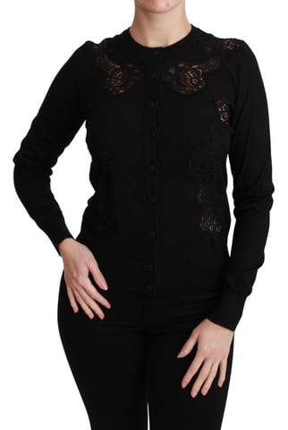 Dolce & Gabbana Women's Black Cashmere Lace Cardigan Sweater