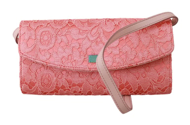 Dolce & Gabbana - Sac de soirée rose en coton avec dentelle fleurie