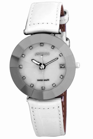 Jowissa Damen Pyramide Weiß Leder Datum Uhr