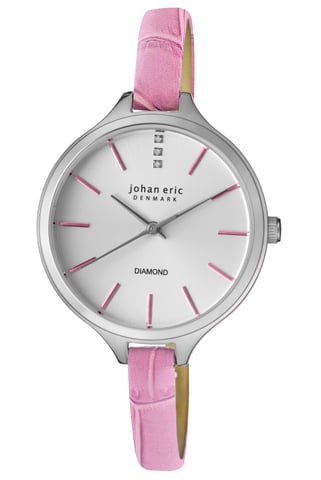 Johan Eric Damen Herlev Slim Analoganzeige Echtes Lila Leder Diamant Uhr