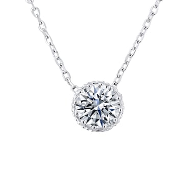 Collier SOLITAIRE 7 mm Oxydes de Zirconium Argent 925