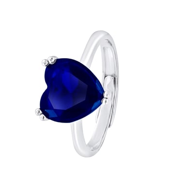 Bague CŒUR "SAPPHIRE COLOR" Ajustable Cristal et Argent 925 - LES MOTS BLEUS