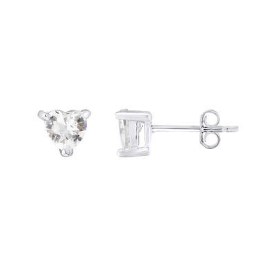 Boucles d'Oreilles COEUR Oxydes de Zirconium Blancs Argent 925 - PASSIONNATA