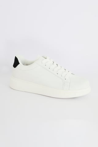 White 'Royal' Faux Leather Chunky Sole Lace Up Trainer