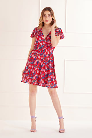 Robe portefeuille à fleurs