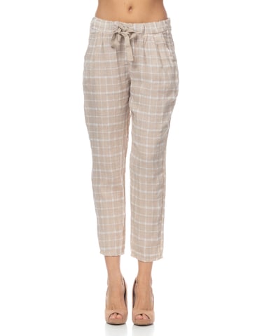Check Trousers With Elastic Waist And Pockets