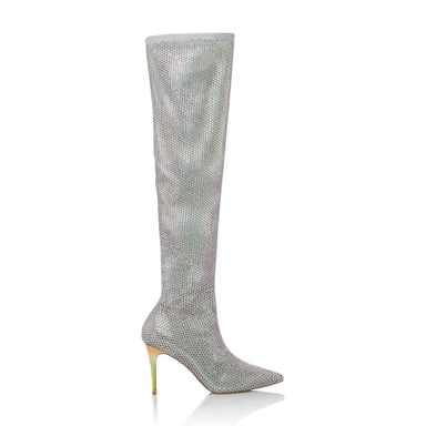 Dune Ladies SACRAMENTIE Embellished Mesh Stretch Over The Knee Boots