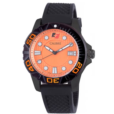 Calibre Herrenuhr Akron Swiss Made Movement Schwarzes Kautschukband Orange Zifferblatt