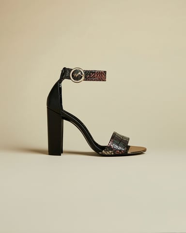 Sandales à talons hauts effet serpent embossé noir Secoaim Ted Baker