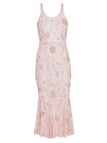 Gina Bacconi Zaina Beaded Maxi Dress in Pink