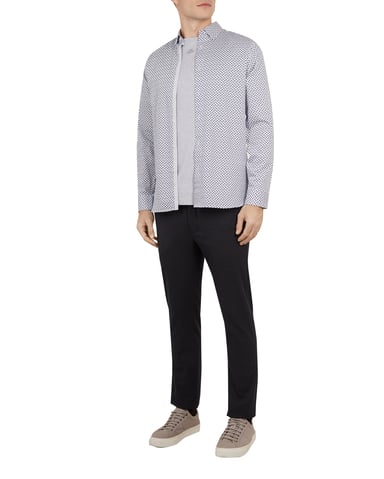 Chemise Longtel à manches longues avec imprimé géométrique, bleu par Ted Baker