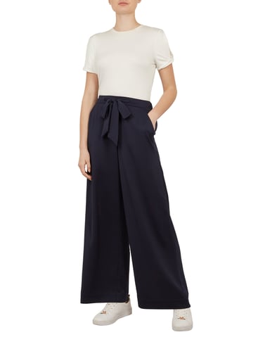 Pantalon large bleu marine à nouer sur la taille Ruzzela par Ted Baker