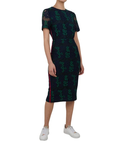 Jupe crayon mi-longue bleu marine en dentelle Zinniaa par Ted Baker