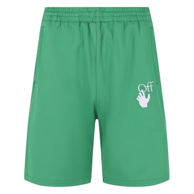 Off-White Hands Off Logo Skate Fit Grune Trainings-Sweatshorts