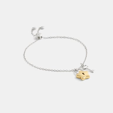 Star Padlock and Key Slider Bracelet