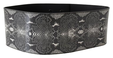Ermanno Scervino Women's Black Wide Leather Snakeskin Design Waist Belt