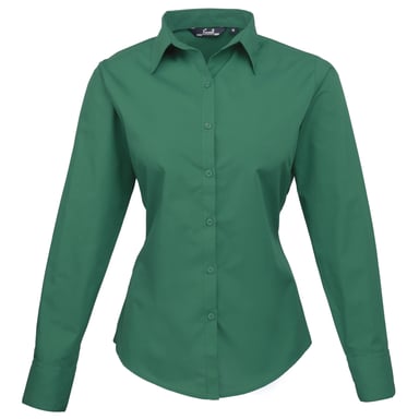Premier Damen Popeline Bluse / Arbeitshemd, langärmlig (Smaragdgrün)
