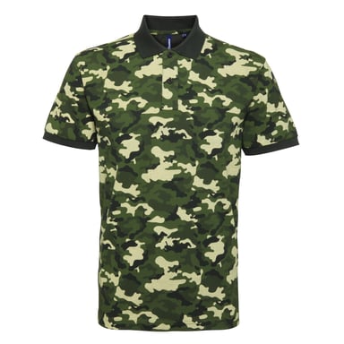 Asquith & Fox Herren Kurzarm-Poloshirt mit Tarnmuster (Tarngrün)