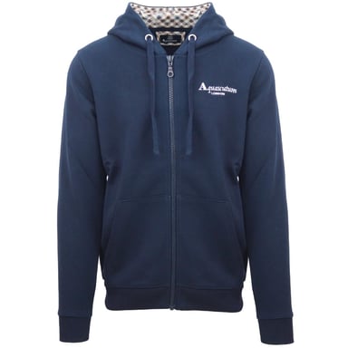 Aquascutum Klassische geprägte Signatur Logo Marineblau Zip-Up Hoodie