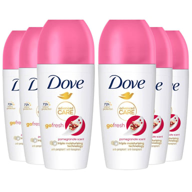 Dove Roll On Go Fresh Pomegranate 72H Lasting Women's Anti-Perspirant 50ml, 6pk