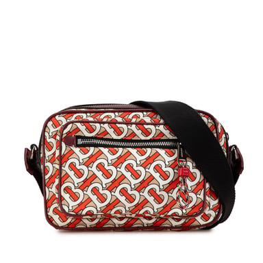 Vintage Burberry TB Monogramm Nylon Paddy Crossbody Orange