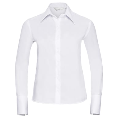 Russell Collection - "Ultimate" Hemd Bügelfrei für Damen Langärmlig (Weiß)