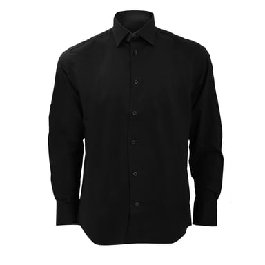 Russell Collection Herren-Langarmhemd pflegeleicht (Schwarz)