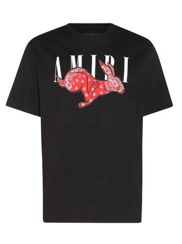 Amiri CNY Bandana Kaninchen Print T-Shirt in Schwarz
