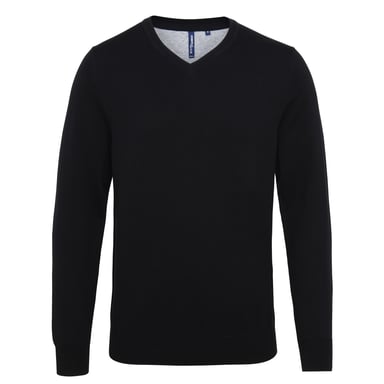 Asquith & Fox Herren Cotton Rich V-Neck Pullover (Schwarz)