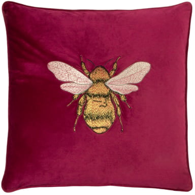 Paoletti Hortus Bestickter Bienen Samt-Kissenbezug mit Paspel