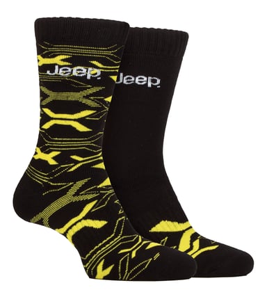 Mens Bamboo Arbeit Boot Socken | Jeep | weich und atmungsaktiv dicken Heavy Duty gepolstert Socken, Knit Ribbed Style Walking Socken - schwarz / gelb