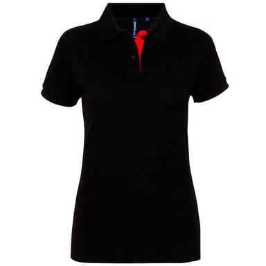 Asquith & Fox Damen/Damen Kurzarm-Poloshirt mit Kontrast (Schwarz/Rot)