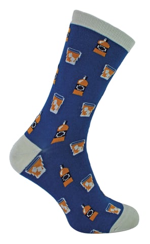 Herr Heron - Bambus Lustige Whiskey Gemusterte Kleid Socken - Whiksy (Marine)