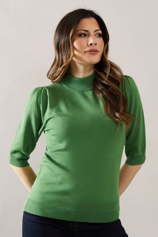 Fine Gauge Puff Sleeve Knitted Top