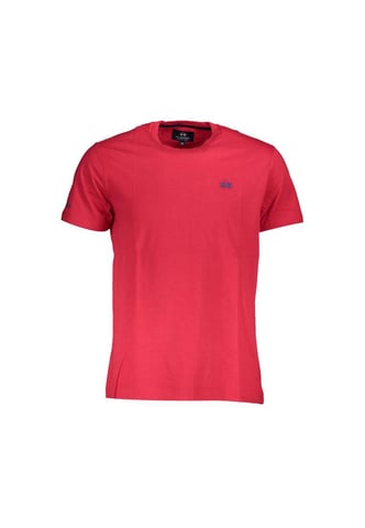 Rotes Baumwoll-T-Shirt mit gesticktem Logo