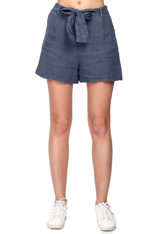 Short en pur lin ceinture