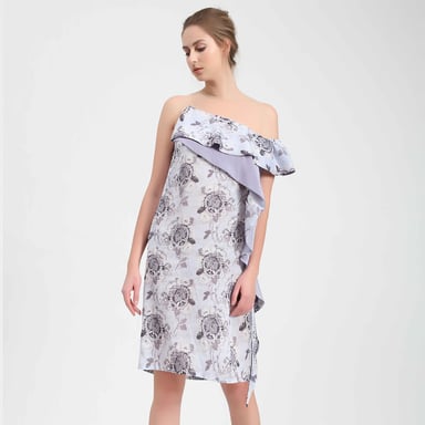 Asymmetrisches Kleid mit Blumenmuster
