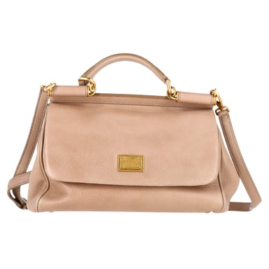 Dolce & Gabbana Große Sicily-Handtasche aus braunem Kalbsleder
